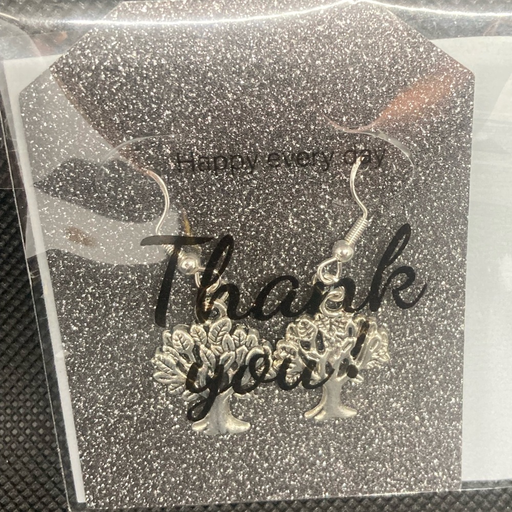 Alloy silver drop Fever tree earrings